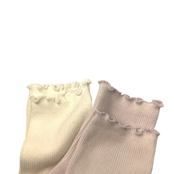 CALIA 2Pk Quarter Crew Ruffle Edge Socks Size Medium 5-10 Lilac/Cloud - Picture 2 of 4